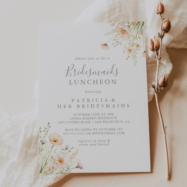 Invitation Fleur sauvage classique Bridesmaids Luncheon Douch (Créateur téléchargé)