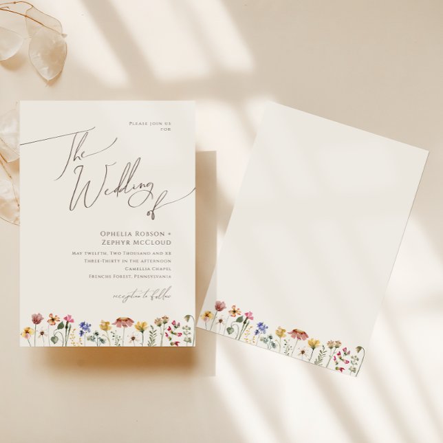 Invitation Fleur sauvage coloré | Beige Le Mariage De (Créateur téléchargé)