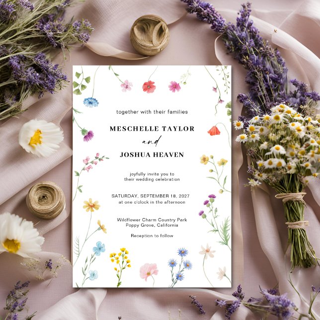 Invitation Fleur sauvage coloré Boho Monogramme Mariage photo (Créateur téléchargé)