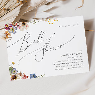 Invitation Fleur sauvage coloré Fête des mariées horizontal