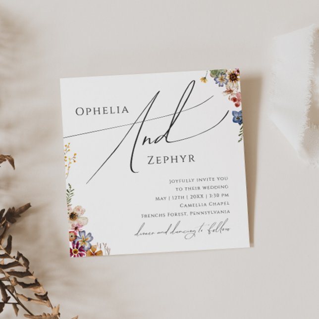 Invitation Fleur sauvage coloré | Mariage Carré de jardin (Créateur téléchargé)
