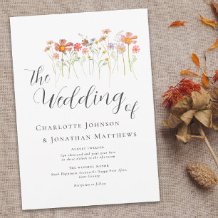 Invitation Fleur sauvage coloré Meadow Élégant Script