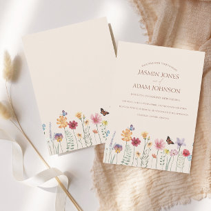 Invitation Fleur sauvage coloré simple Mariage floral 