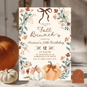 Invitation Fleur Sauvage Coquette Citrouille Déjeuner d'Autom
