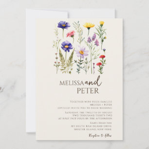 Invitation Fleur sauvage couleur Monogramme beige Mariage pho