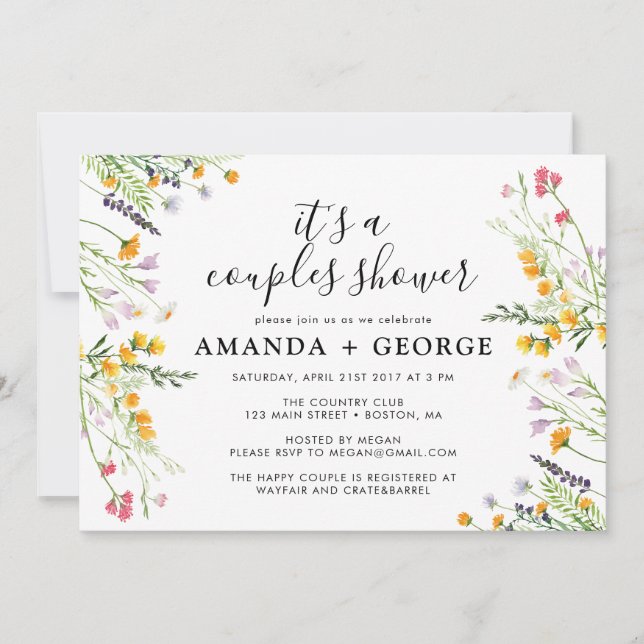 Invitation Fleur sauvage Couple douche (Devant)