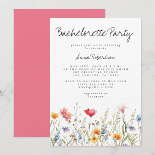 Invitation Fleur sauvage d'aquarelle Bachelorette