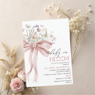 Invitation Fleur sauvage d'aquarelle bébé dans le Baby shower