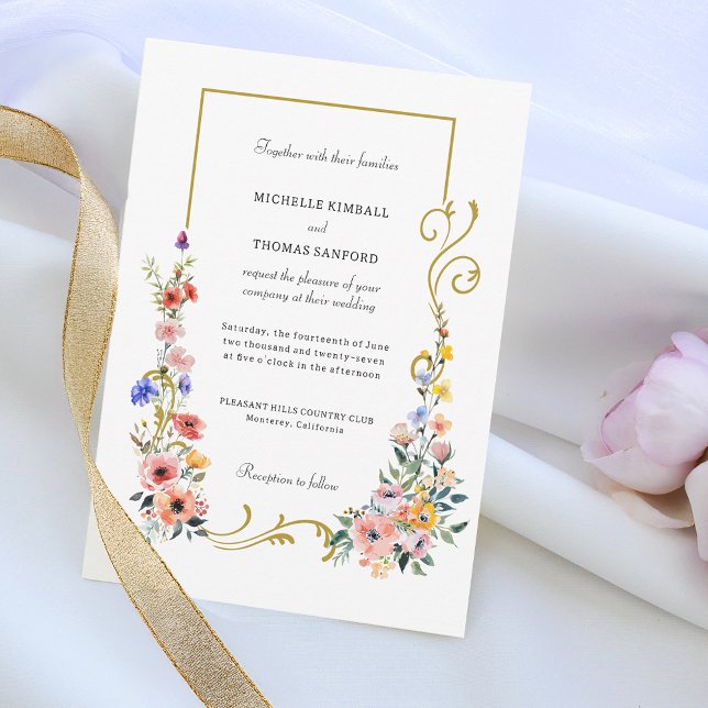 Invitation Fleur sauvage d'aquarelle Mariage d'été du printem (Créateur téléchargé)