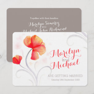Invitation Fleur sauvage d'aquarelle orange