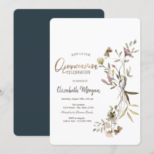 Invitation Fleur sauvage d'aquarelle Whimsical Quinceañera