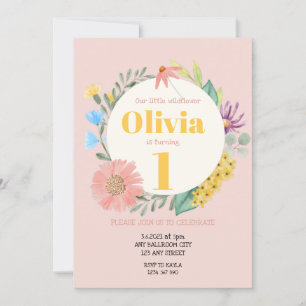 Invitation Fleur sauvage d'aquarelle Wreath Premier anniversa