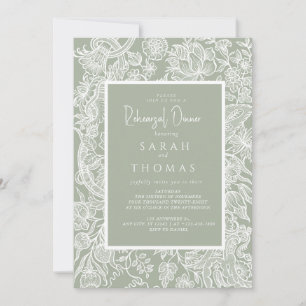 Invitation Fleur sauvage d'art simple Sage Green Line