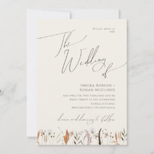 Invitation Fleur sauvage d'automne Boho   Beige Le Mariage De