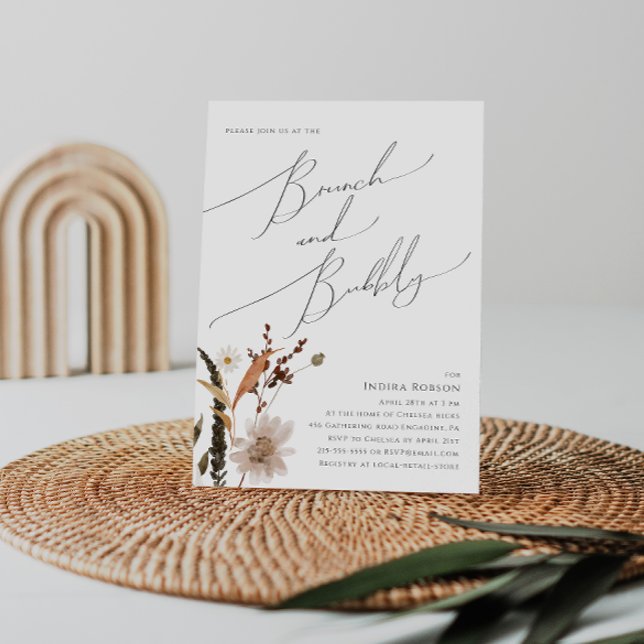 Invitation Fleur sauvage d'automne Boho | Brunch et bulle (Créateur téléchargé)