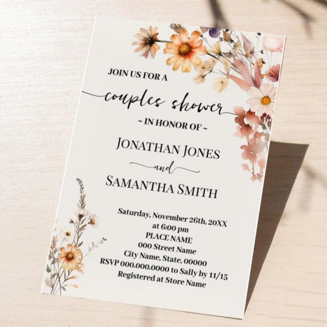 Invitation Fleur sauvage d'automne Boho Couples Wedding showe (Créateur téléchargé)