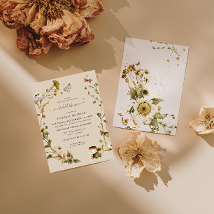 Invitation Fleur sauvage d'automne Boho   Fête des mariées bo