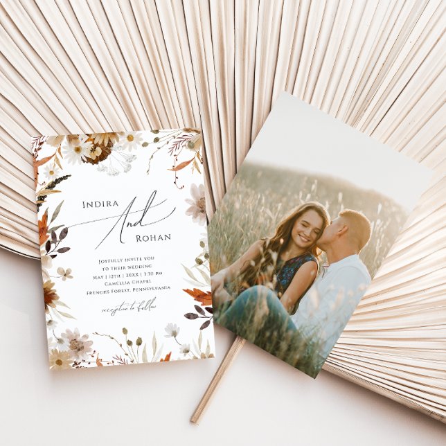 Invitation Fleur sauvage d'automne Boho | Mariage Décontracté (Créateur téléchargé)