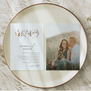 Invitation Fleur sauvage d'automne Boho   Mariage photo Monog