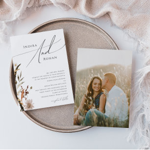 Invitation Fleur sauvage d'automne Boho   Photo Mariage tradi