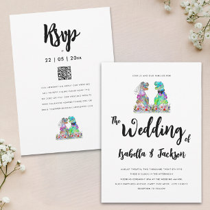 Invitation Fleur sauvage de Boho Dinosaur Mariage de mariée e