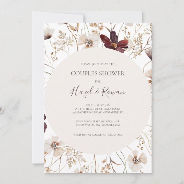 Invitation Fleur sauvage de Cuivre Bourgogne | Douche Couples (Devant)