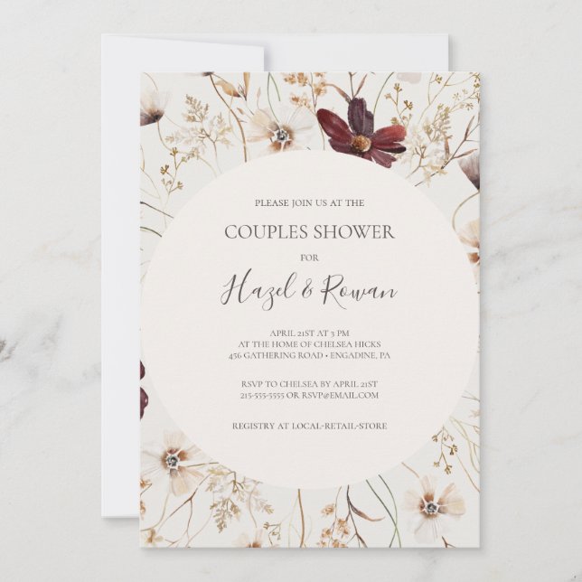 Invitation Fleur sauvage de Cuivre Bourgogne | Douche Couples (Devant)