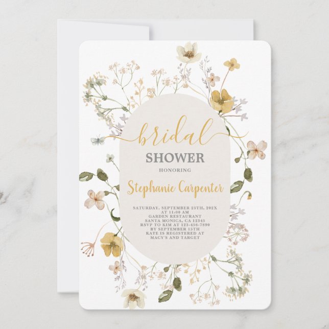 Invitation fleur sauvage de douche nuptiale (Devant)