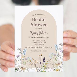 Invitation fleur sauvage de douche nuptiale