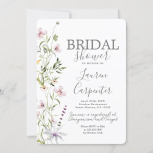Invitation fleur sauvage de douche nuptiale