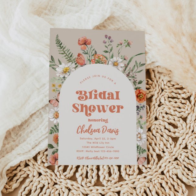 Invitation fleur sauvage de douche nuptiale | Mari (Créateur téléchargé)