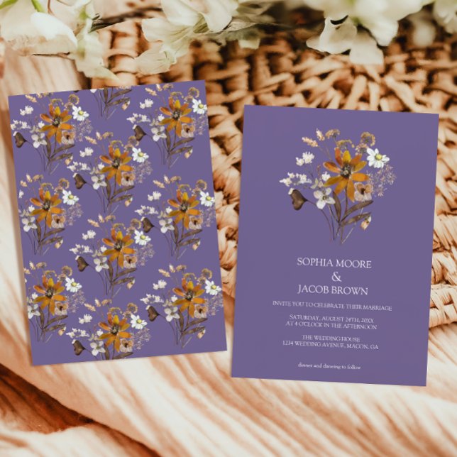 Invitation Fleur sauvage de lavande Mariage de automne Boho (Créateur téléchargé)