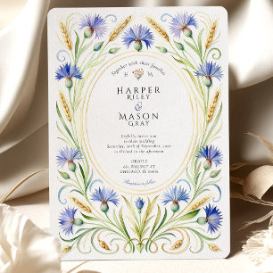 Invitation Fleur sauvage de pays Cornflower & Blé Mariage