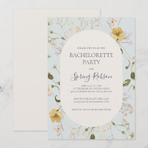 Invitation Fleur sauvage de printemps Bachelorette bleu cla
