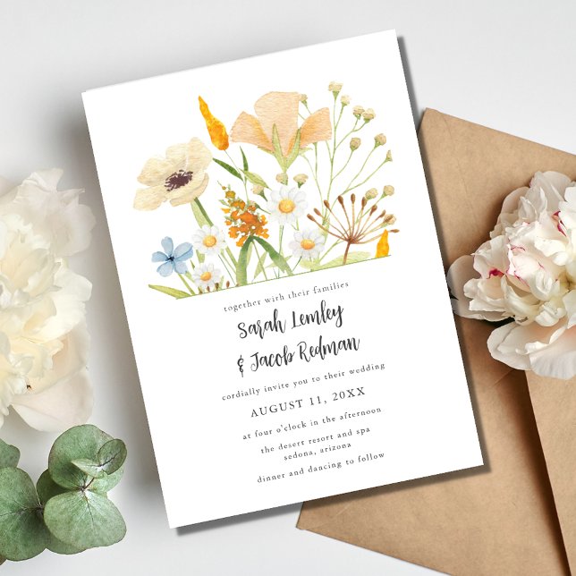 Invitation Fleur sauvage de printemps Botanique Mariage extér (Spring Wildflowers Botanical Outdoor Wedding Invitation)