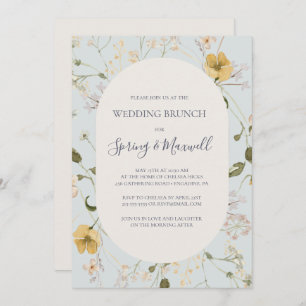 Invitation Fleur sauvage de printemps Brunch Mariage bleu c