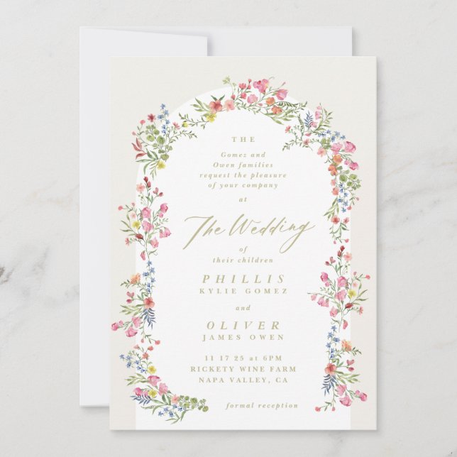 Invitation Fleur sauvage de printemps délicat joli mariage de (Devant)