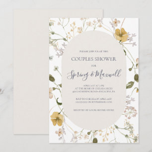Invitation Fleur sauvage de printemps   Douche Couples Blanch