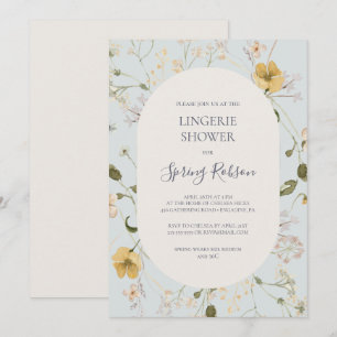 Invitation Fleur sauvage de printemps Douche Lingerie Bleue
