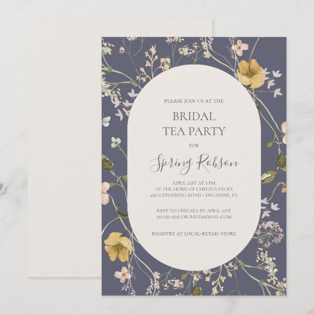 Invitation Fleur sauvage de printemps | Dusty Purple Bridal T (Devant / Derrière)