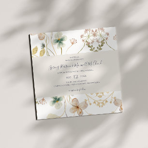 Invitation Fleur sauvage de printemps Mariage Carré blanc