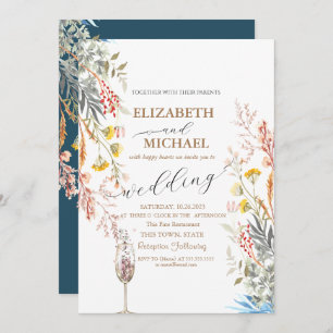 Invitation Fleur sauvage de printemps Meadow Champagne Mariag