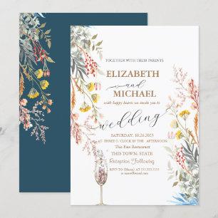 Invitation Fleur sauvage de printemps Meadow Champagne Mariag