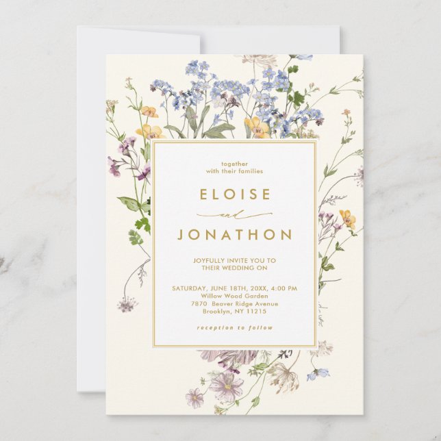Invitation Fleur sauvage de printemps Meadow Gold QR Code Mar (Devant)