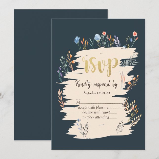 Invitation Fleur sauvage de ressort d'aquarelle Meadow RSVP (Devant / Derrière)