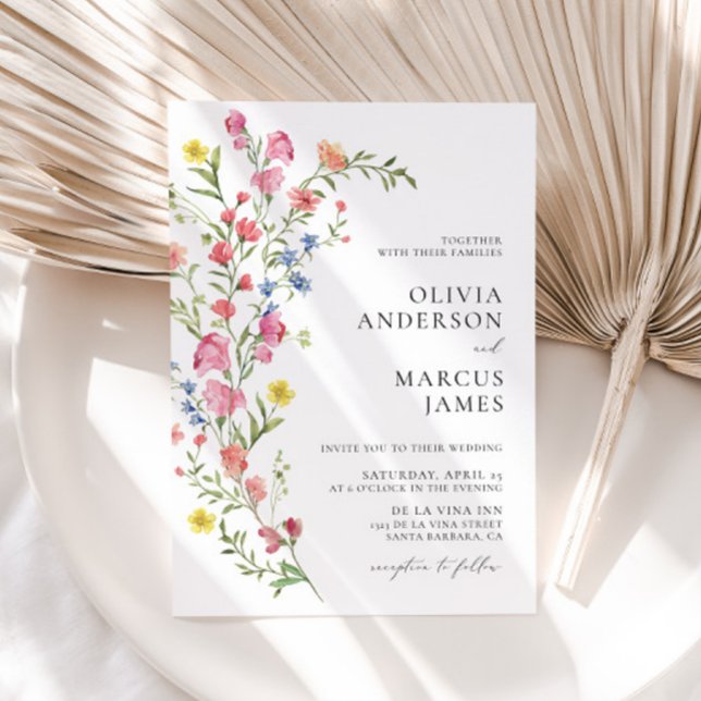 Invitation Fleur sauvage de Whimsical coloré Mariage Fairytal (Front)
