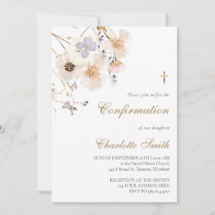 Invitation fleur sauvage délicat Confirmation