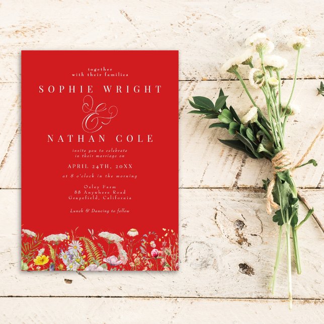 Invitation Fleur sauvage d'été de printemps feu Mariage Boho  (Créateur téléchargé)