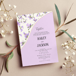 Invitation Fleur sauvage d'or lilas de printemps boho mariage