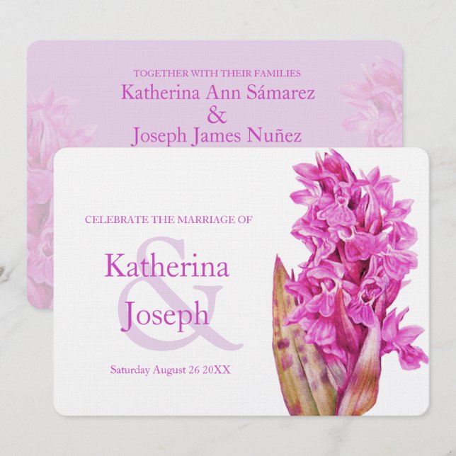 Invitation Fleur sauvage d'orchidée aquarelle violet invitati (Devant / Derrière)